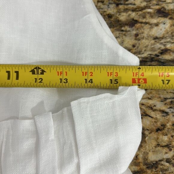 100% Capri Italian Pure Linen White Sleeveless Ruffle Trimmed Maxi Dress Size XS - Picture 9 of 11